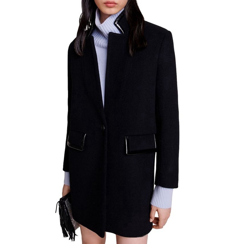Maje Galionile Wool Blend Stand Collar Coat. NWT Size 42 $595 Retail